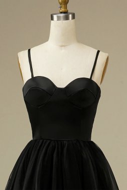 Tulle A-line Midi Simple Prom Dress E202283841
