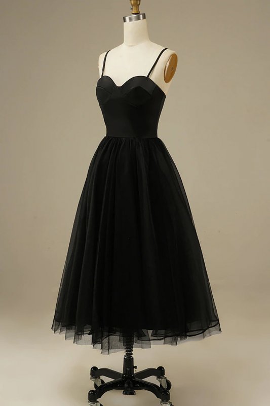 Tulle A-line Midi Simple Prom Dress E202283841