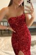 Red Mermaid Sequins Long Prom Dress with Slit E202283781