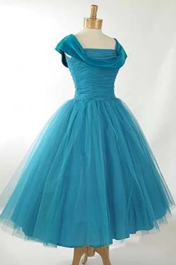 Peacock Blue Square Neck A Line Homecoming Dress E202283484