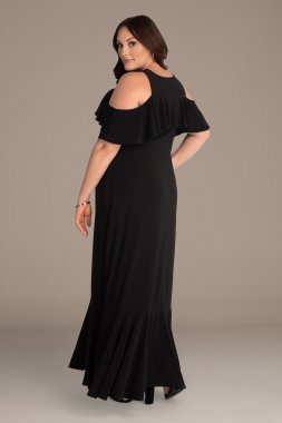 Floor-Length Cold Shoulder Plus Maxi Dress 11212202