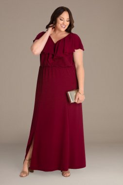 Floor-Length Plus Maxi Dress with Slit 11212901