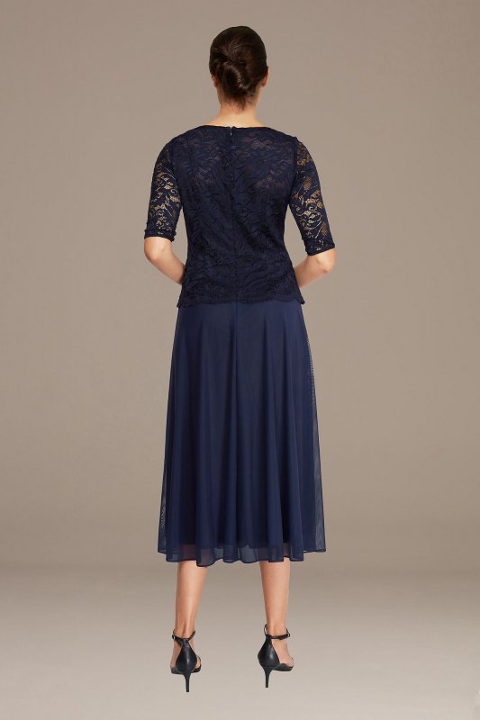 Lace and Mesh Midi Dress with Crystal Detail 28259