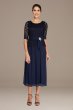Lace and Mesh Midi Dress with Crystal Detail 28259