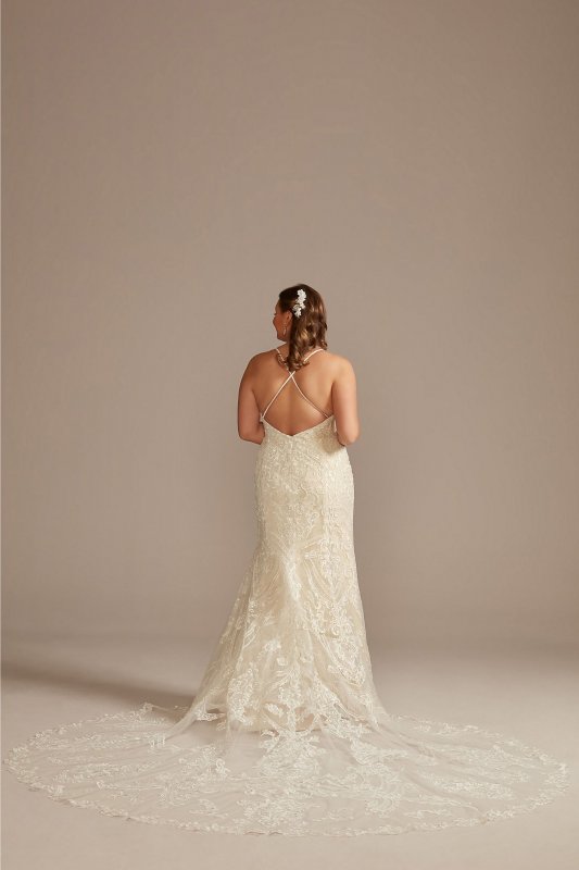 Beaded Applique Tulle Tall Plus Wedding Dress 4XL8CWG904