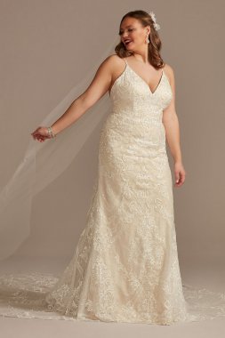 Beaded Applique Tulle Tall Plus Wedding Dress 4XL8CWG904