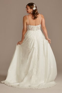 Lace Applique Tulle Tall Plus Wedding Dress 4XL8CWG905