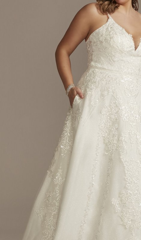Lace Applique Tulle Tall Plus Wedding Dress 4XL8CWG905