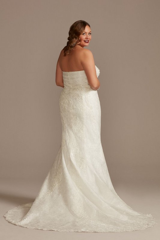 Shirred Tall Plus Lace Strapless Wedding Dress 4XL8CWG906