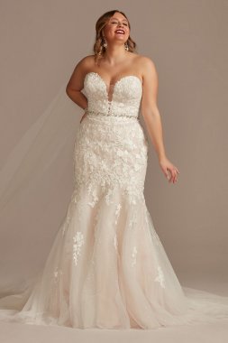 Lace Applique Mermaid Tall Plus Wedding Dress 4XL8CWG912