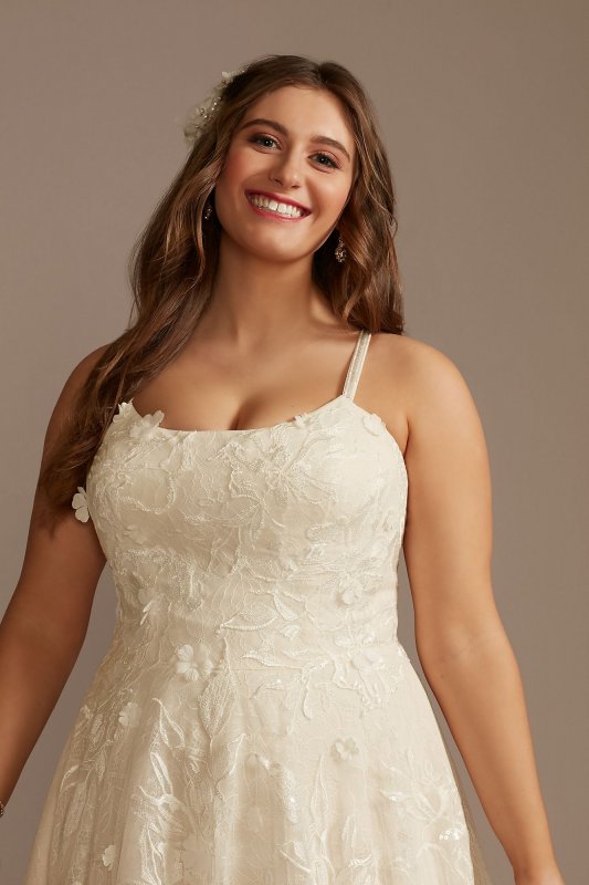 V-Back Spaghetti Strap Tall Plus Wedding Dress 4XL8MS251248