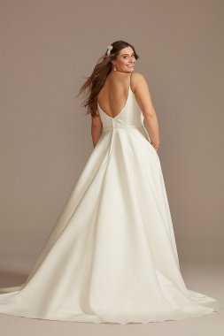 Scalloped Lace Satin Tall Plus Size Wedding Dress 4XL9WG4034