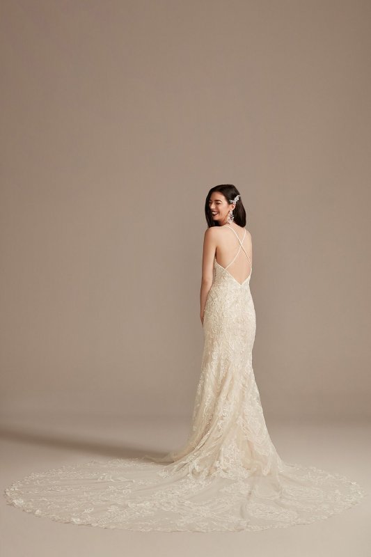 Beaded Applique Tulle Tall Sheath Wedding Dress 4XLCWG904