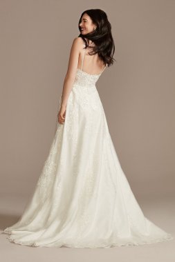 Lace Applique Tulle Tall Strappy Wedding Dress 4XLCWG905