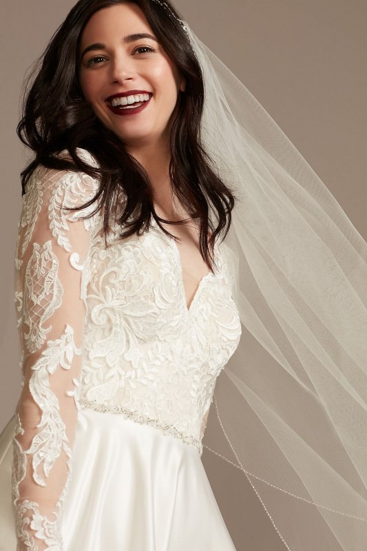Long Sleeve Tall Wedding Dress with Appliques 4XLCWG908