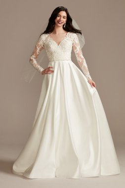 Long Sleeve Tall Wedding Dress with Appliques 4XLCWG908