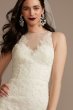 Buttoned Illusion Back Applique Tall Wedding Dress 4XLCWG909