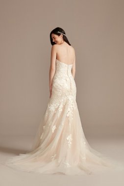 Lace Applique Mermaid Strapless Tall Wedding Dress 4XLCWG912