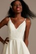 Scalloped Lace Satin Tall V-Neck Wedding Dress 4XLWG4034