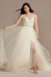 Sheer Boned Bodice Tulle Tall Wedding Dress 4XLWG4036