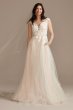 Appliqued Cap Sleeve Tulle Tall Wedding Dress 4XLWG4037