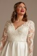 Long Sleeve Satin Plus Size Applique Wedding Dress 8CWG908