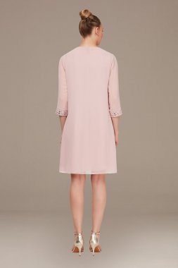 Short Chiffon Jacket Dress with Beaded Neckline 9170367