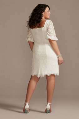 Lace Plus Size Mini Dress with Bubble Sleeve 9SDWG0913
