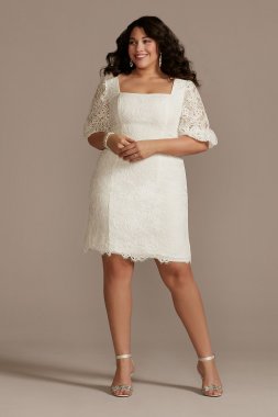 Lace Plus Size Mini Dress with Bubble Sleeve 9SDWG0913