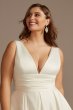 Satin V-Neck Tea Length Plus Size A-Line Dress 9SDWG0970