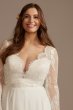 Long Sleeve Plunge Lace Plus Size Wedding Dress 9WG4035