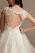 Plunging Cap Sleeve Open Back Tulle Wedding Dress CWG901