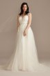 Plunging Cap Sleeve Open Back Tulle Wedding Dress CWG901