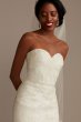 Shirred Bodice Floral Lace Strapless Wedding Dress CWG906