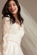 Long Sleeve Satin Wedding Dress with Appliques CWG908