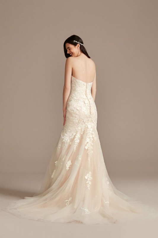 Lace Applique Mermaid Strapless Wedding Dress CWG912