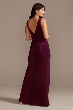 Ruched Jersey V-Neck Tank Sheath Dress D21NY010
