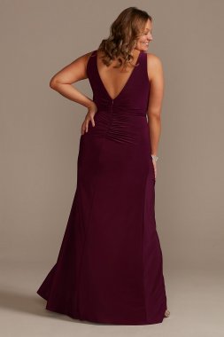 Ruched Jersey V-Neck Tank Plus Size Sheath Dress D21NY010W
