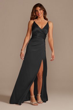 Charmeuse Draped Strappy Bridesmaid Dress GS290017