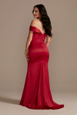 Satin Off-the-Shoulder Mermaid Bridesmaid Dress GS290030