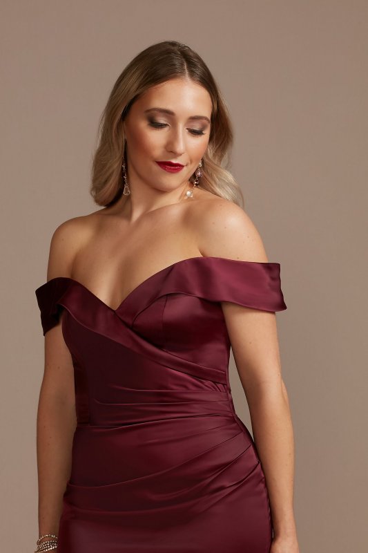 Satin Off-the-Shoulder Mermaid Bridesmaid Dress GS290030