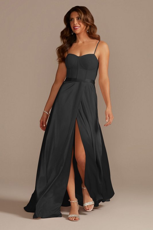 Crepe Corset Bridesmaid Dress with Charmeuse Skirt GS290039
