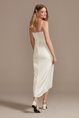Hand-Pleated Spaghetti Strap Charmeuse Slip Dress SDWG0935