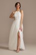 Chiffon A-Line Wedding Dress with Tie Back SDWG0989