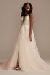 Beaded Applique Plunge Wedding Dress with Slit SWG914