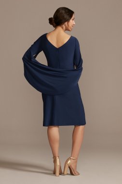 Short Jersey Sheath Dress with Shawl Sleeves WBM2507