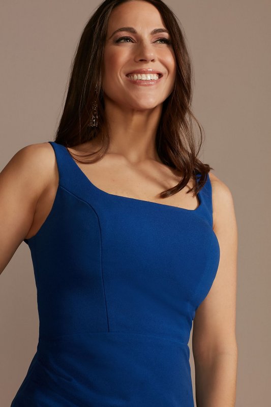 Crepe Floor Length Sheath Party Dress with Ruching WBM2516