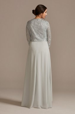 Lace and Chiffon A-Line with Matching Jacket WBM2531