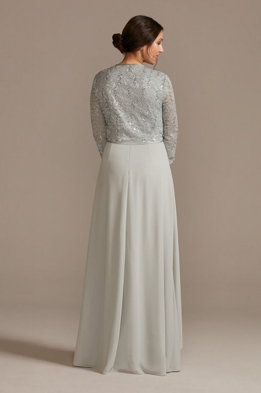 Lace and Chiffon A-Line with Matching Jacket WBM2531