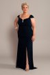 Plus Jersey Gown with Swag Sleeves and Crystals WBM2574W